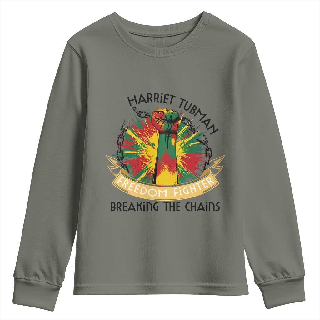 Harriet Tubman Youth Sweatshirt Underground Railroad Hero Breaking Chains