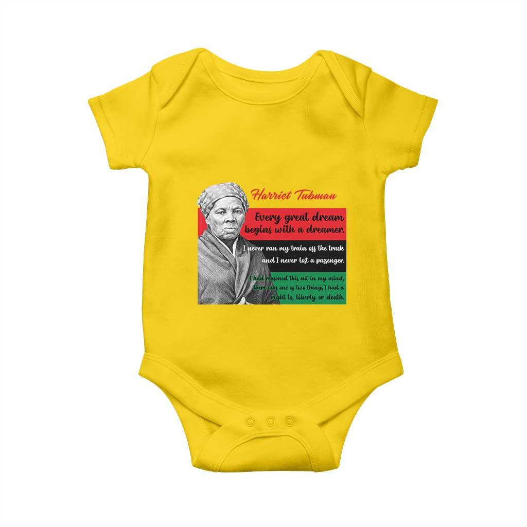 Harriet Tubman Quote Baby Onesie Pan African Flag Black History