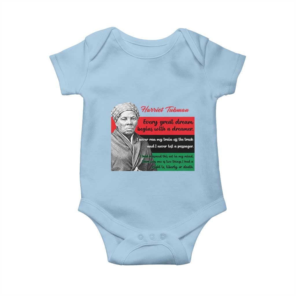 Harriet Tubman Quote Baby Onesie Pan African Flag Black History