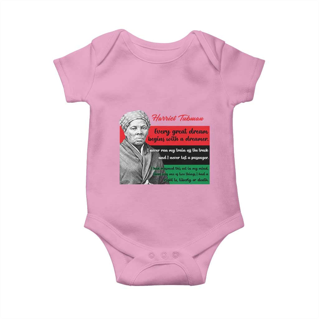 Harriet Tubman Quote Baby Onesie Pan African Flag Black History