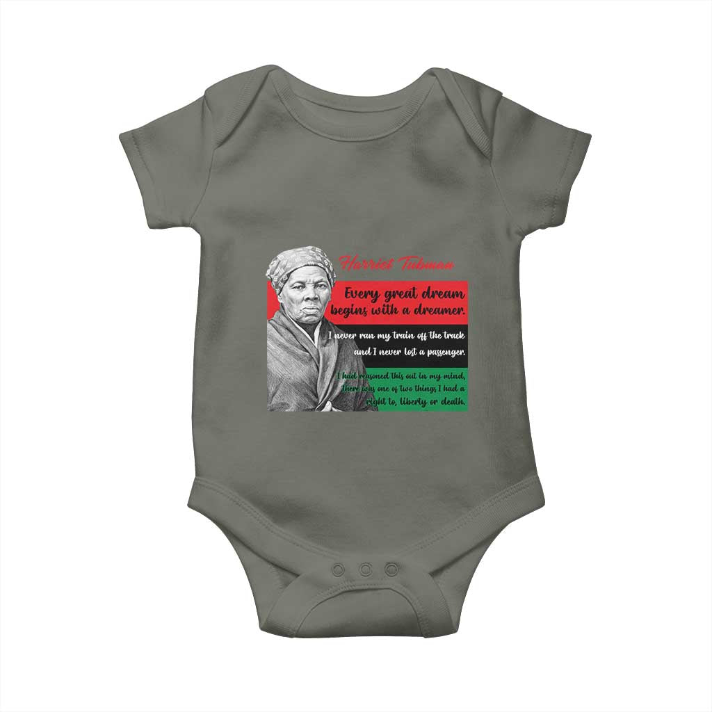 Harriet Tubman Quote Baby Onesie Pan African Flag Black History