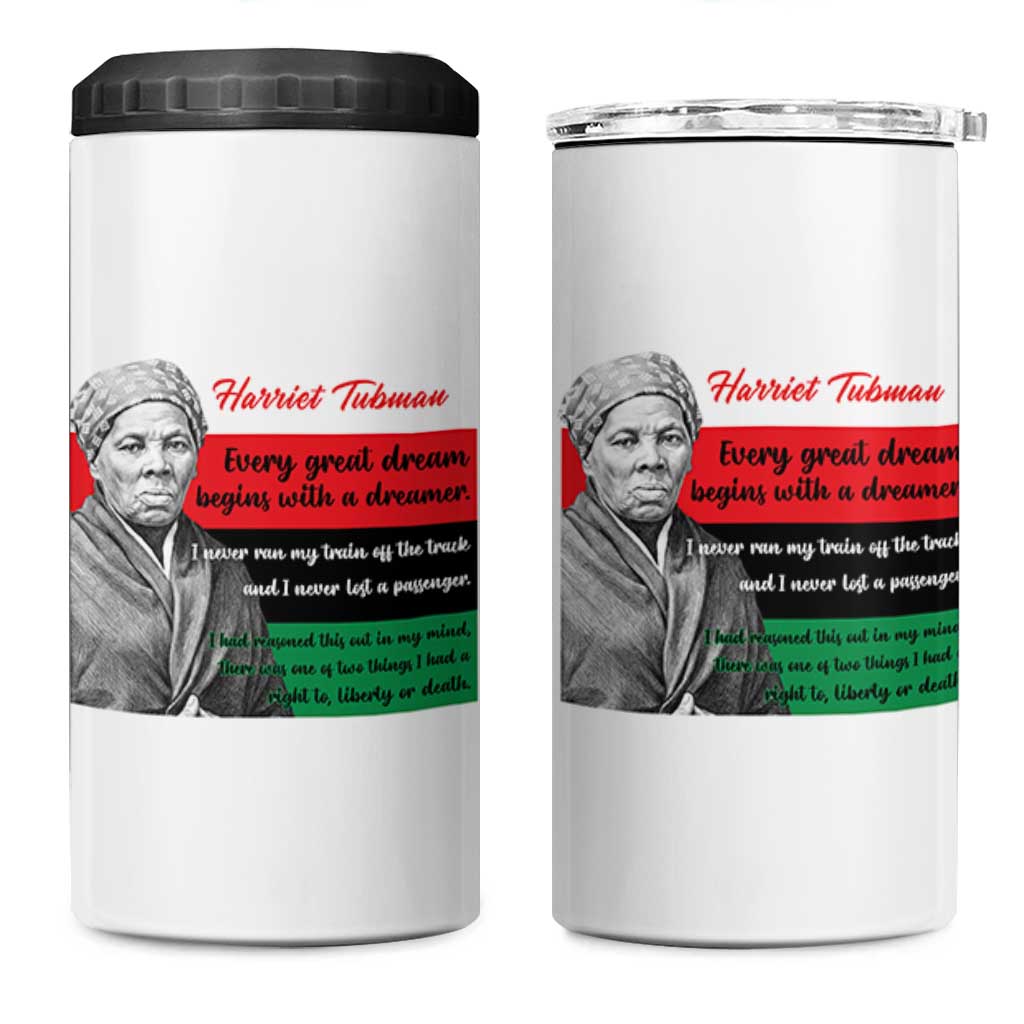 Harriet Tubman Quote 4 in 1 Can Cooler Tumbler Pan African Flag Black History