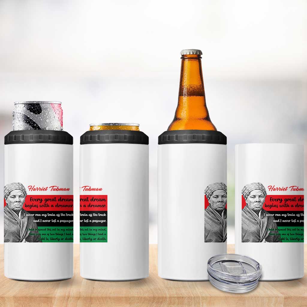 Harriet Tubman Quote 4 in 1 Can Cooler Tumbler Pan African Flag Black History