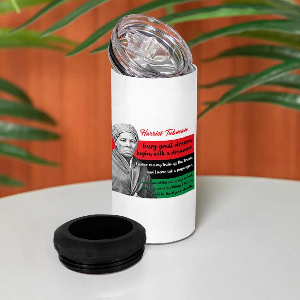 Harriet Tubman Quote 4 in 1 Can Cooler Tumbler Pan African Flag Black History
