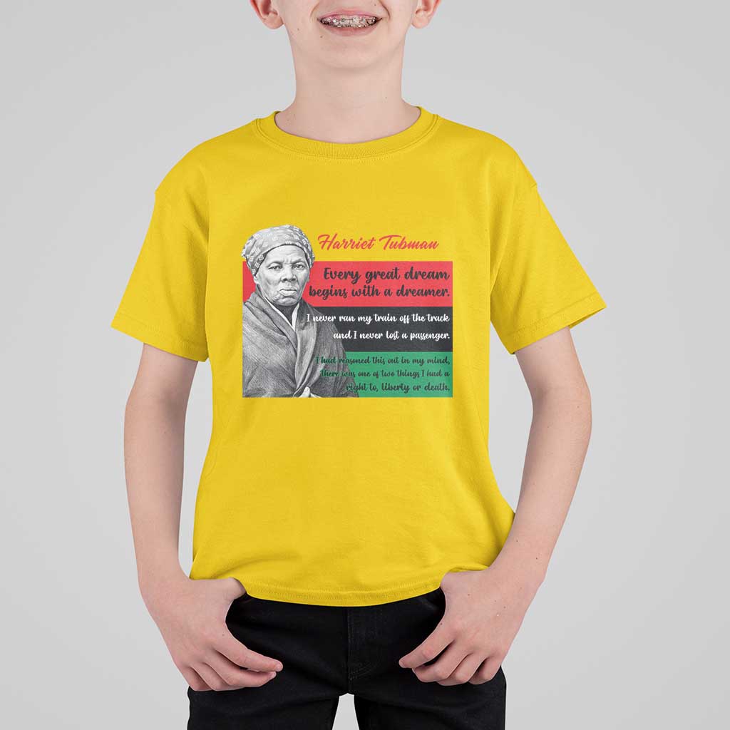 Harriet Tubman Quote T Shirt For Kid Pan African Flag Black History