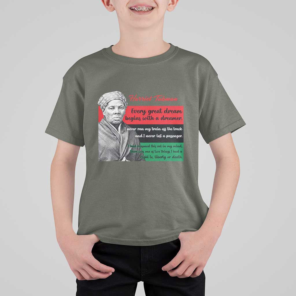 Harriet Tubman Quote T Shirt For Kid Pan African Flag Black History