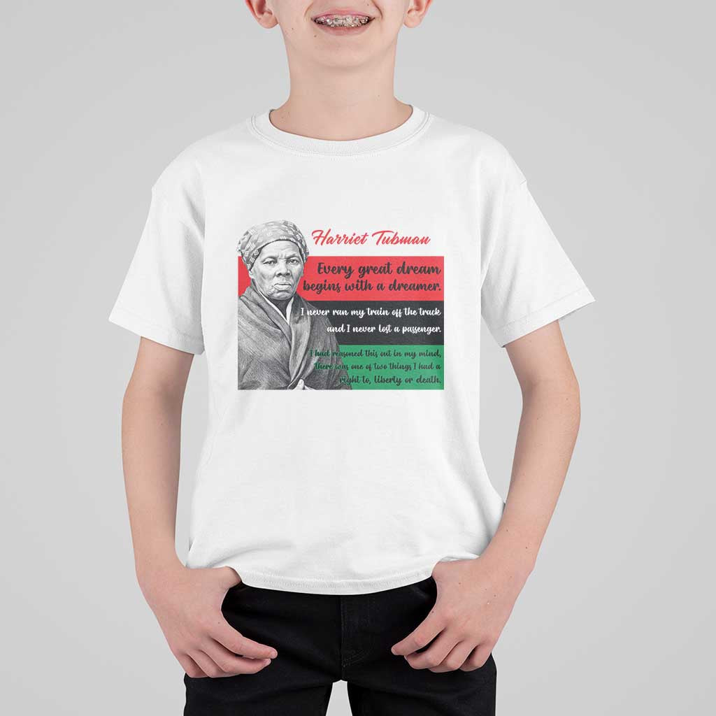 Harriet Tubman Quote T Shirt For Kid Pan African Flag Black History