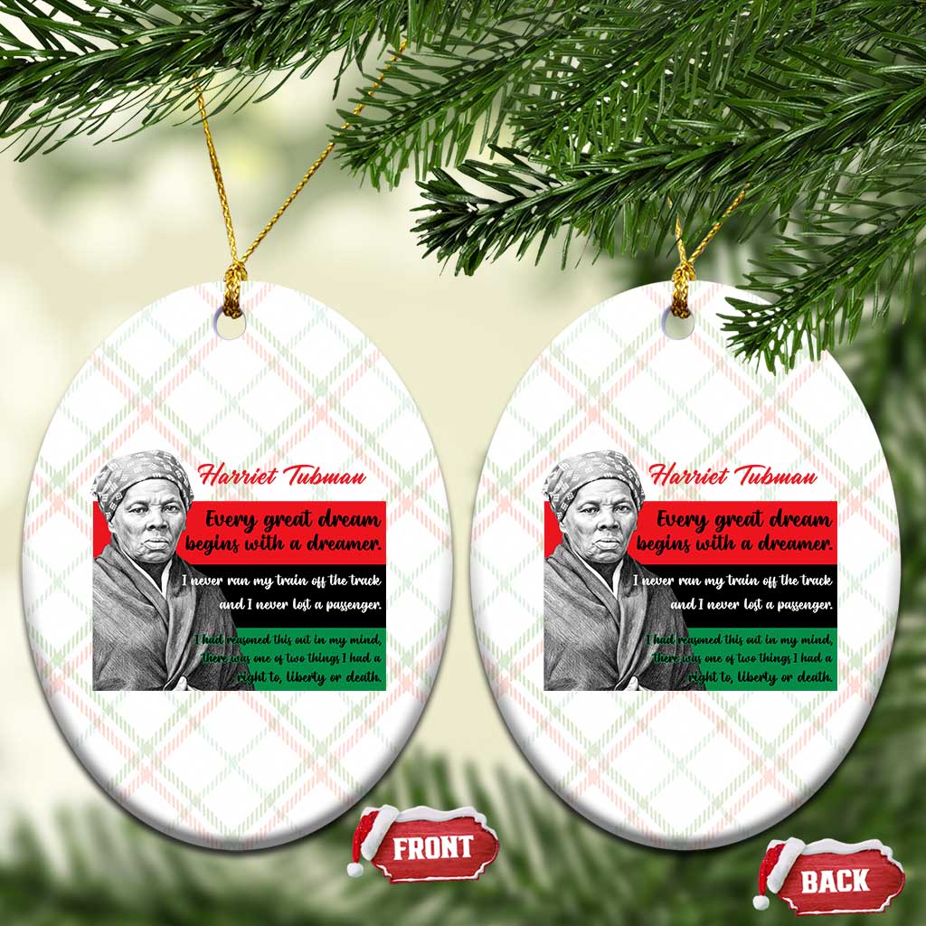 Harriet Tubman Quote Ceramic Ornament Pan African Flag Black History