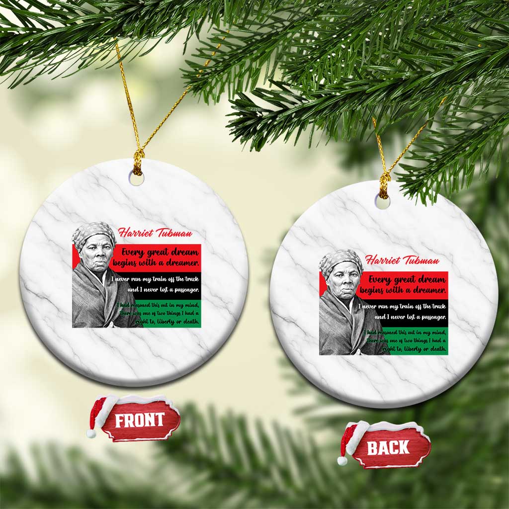 Harriet Tubman Quote Ceramic Ornament Pan African Flag Black History