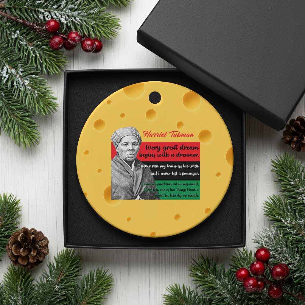 Harriet Tubman Quote Ceramic Ornament Pan African Flag Black History