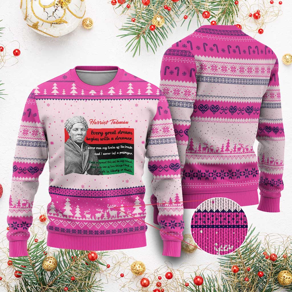 Harriet Tubman Quote Ugly Christmas Sweater Pan African Flag Black History