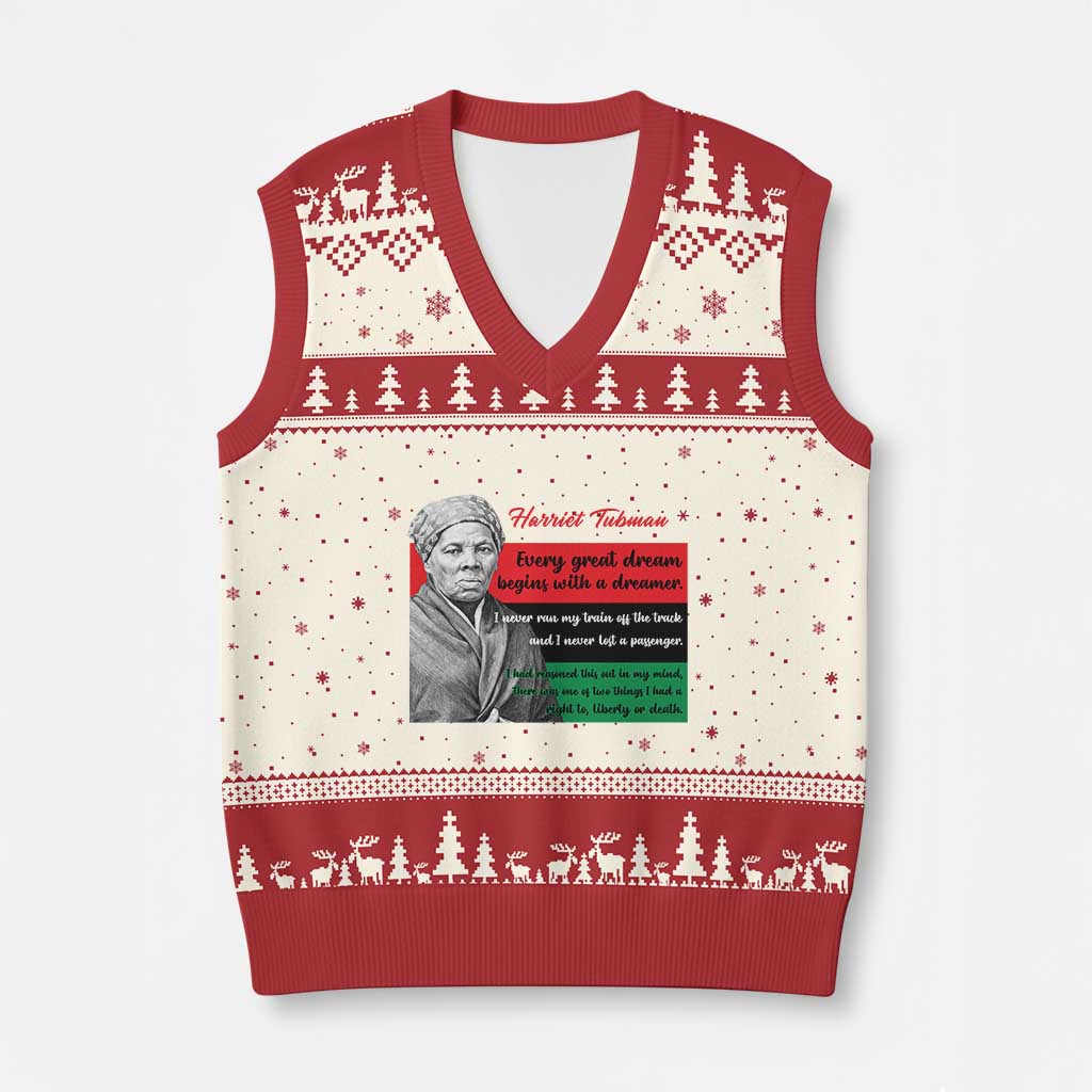 Harriet Tubman Quote V-Neck Knit Sweater Vest Pan African Flag Black History