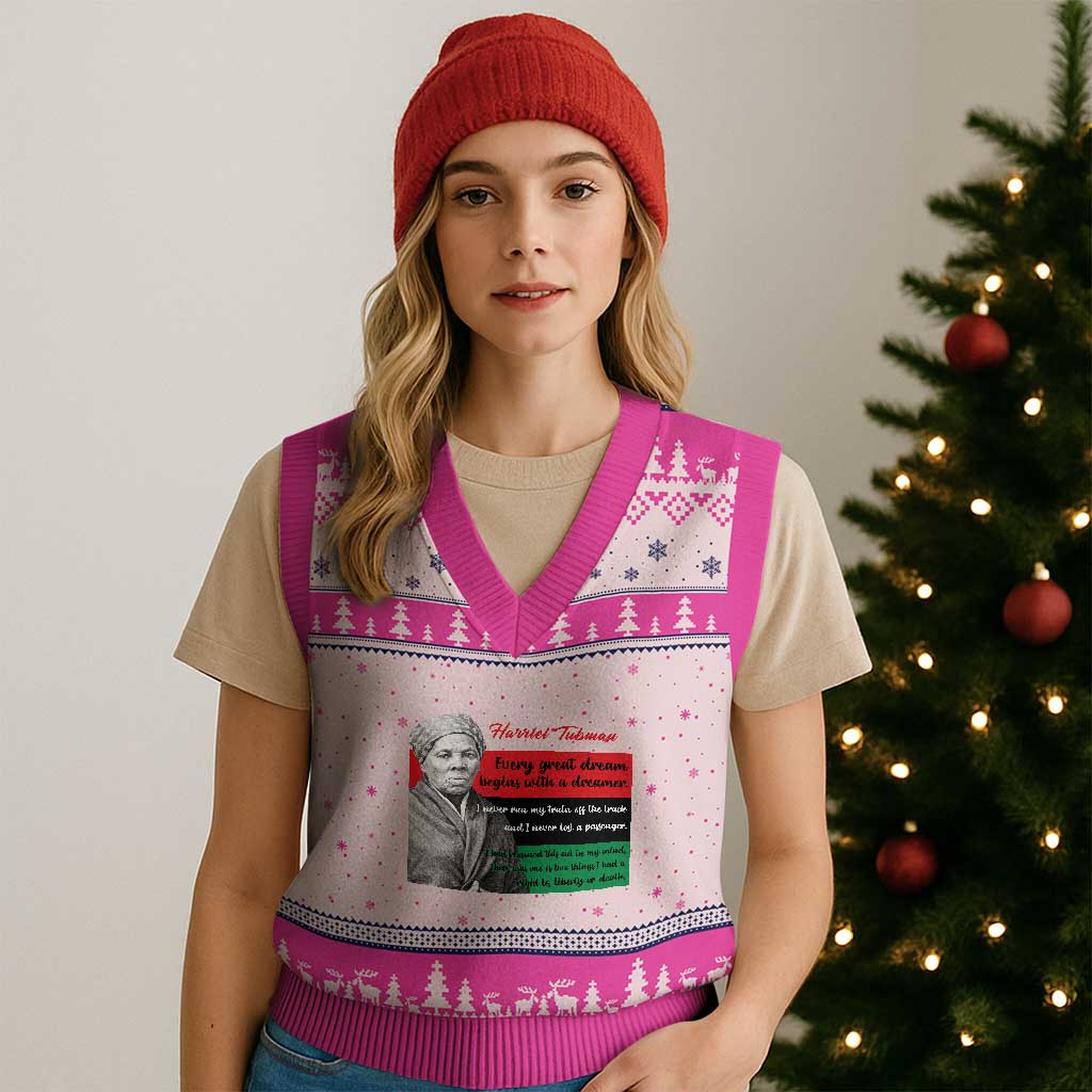 Harriet Tubman Quote V-Neck Knit Sweater Vest Pan African Flag Black History