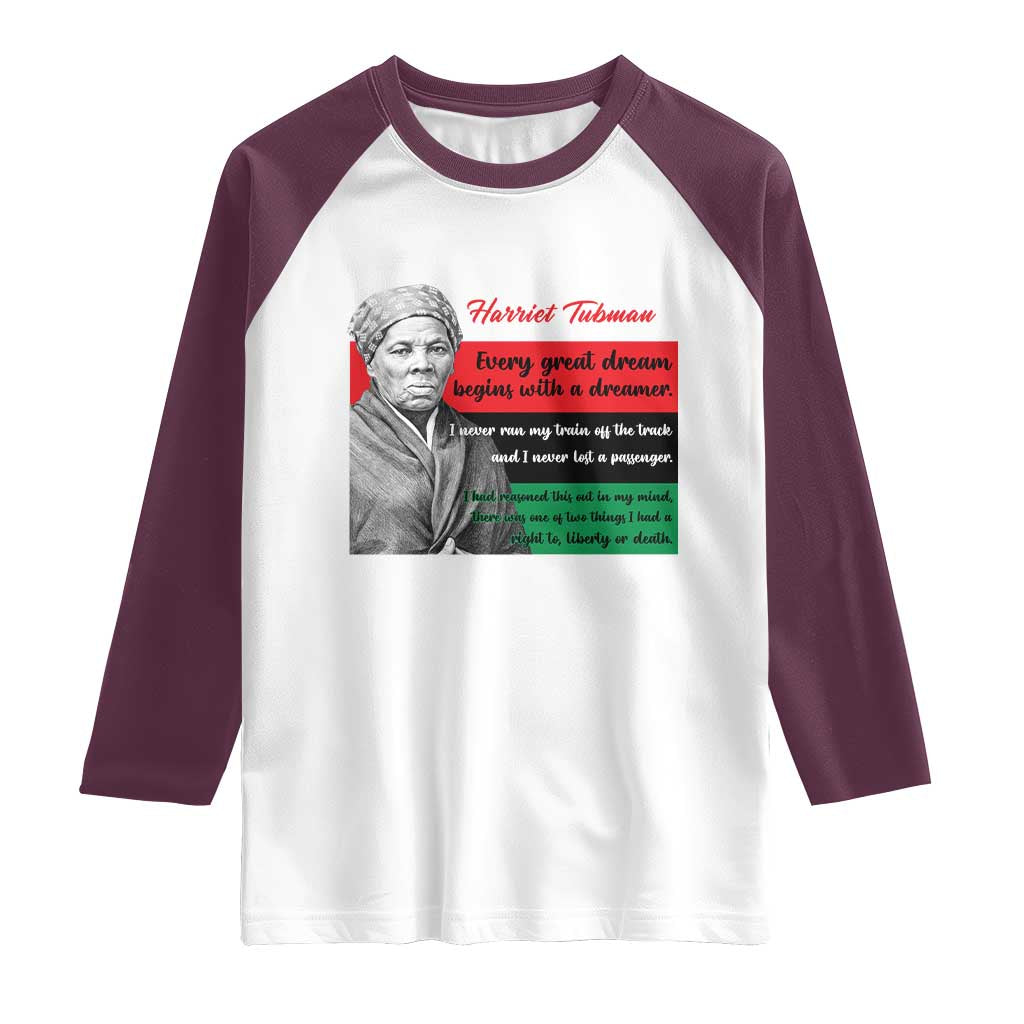 Harriet Tubman Quote Raglan Shirt Pan African Flag Black History