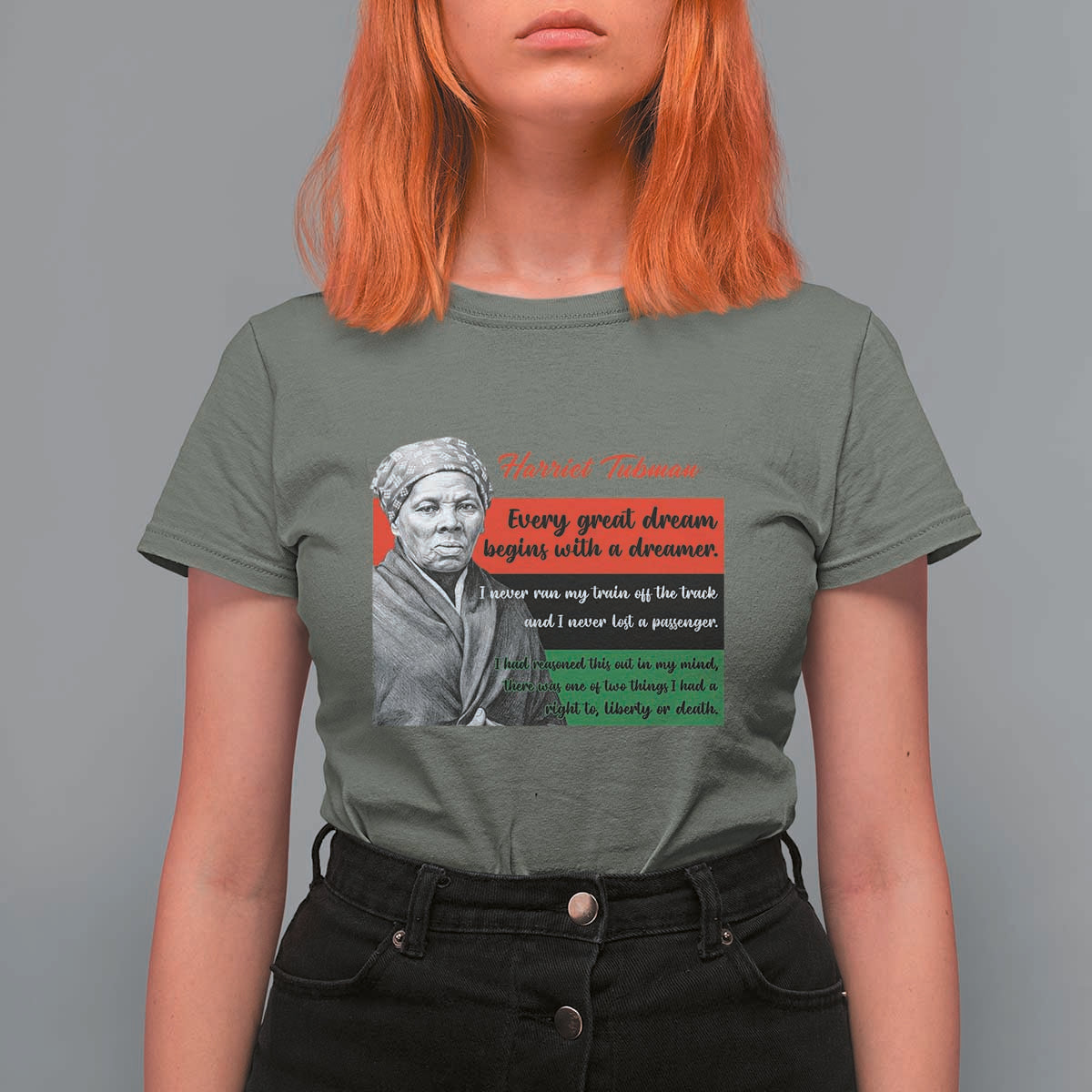 Harriet Tubman Quote T Shirt For Women Pan African Flag Black History