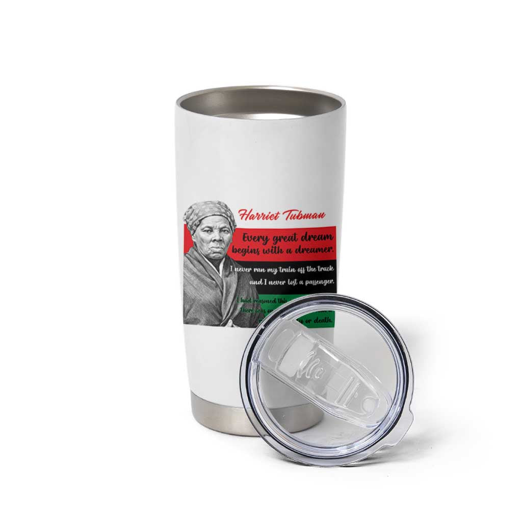 Harriet Tubman Quote Tumbler Cup Pan African Flag Black History