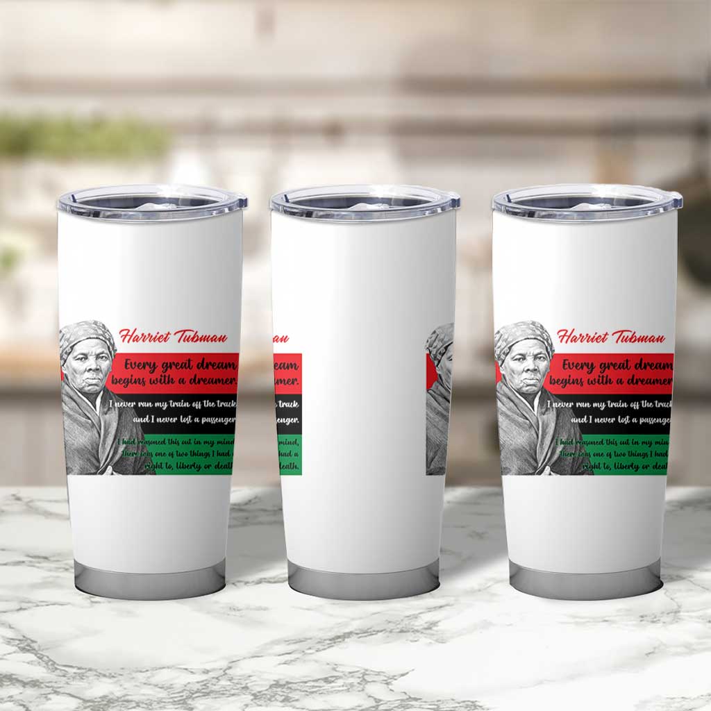 Harriet Tubman Quote Tumbler Cup Pan African Flag Black History