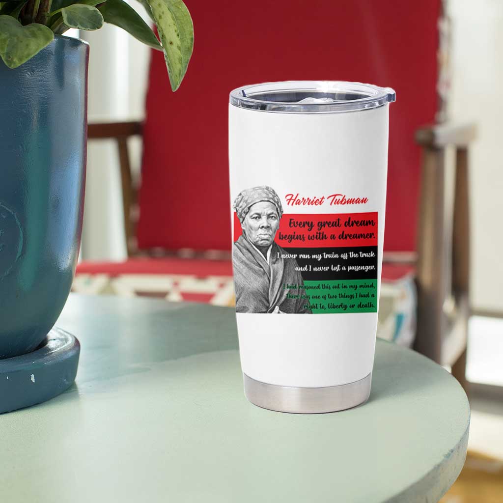 Harriet Tubman Quote Tumbler Cup Pan African Flag Black History
