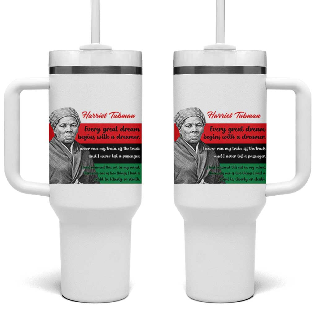 Harriet Tubman Quote Tumbler With Handle Pan African Flag Black History