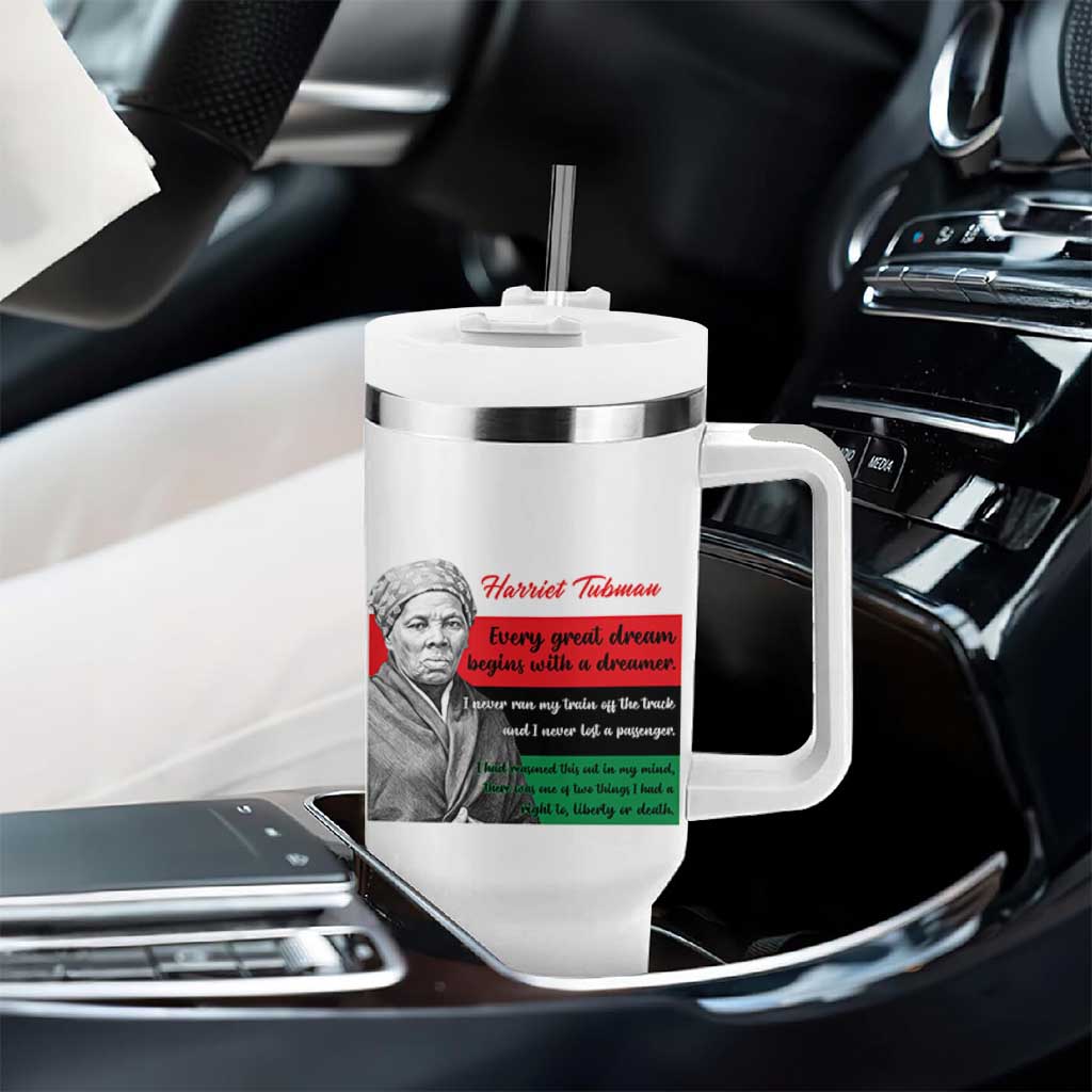 Harriet Tubman Quote Tumbler With Handle Pan African Flag Black History
