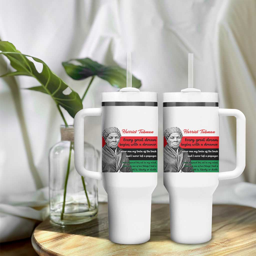 Harriet Tubman Quote Tumbler With Handle Pan African Flag Black History