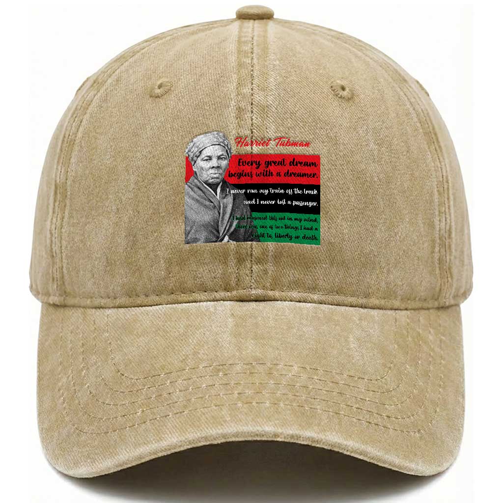 Harriet Tubman Quote Washed Cotton Baseball Cap Pan African Flag Black History