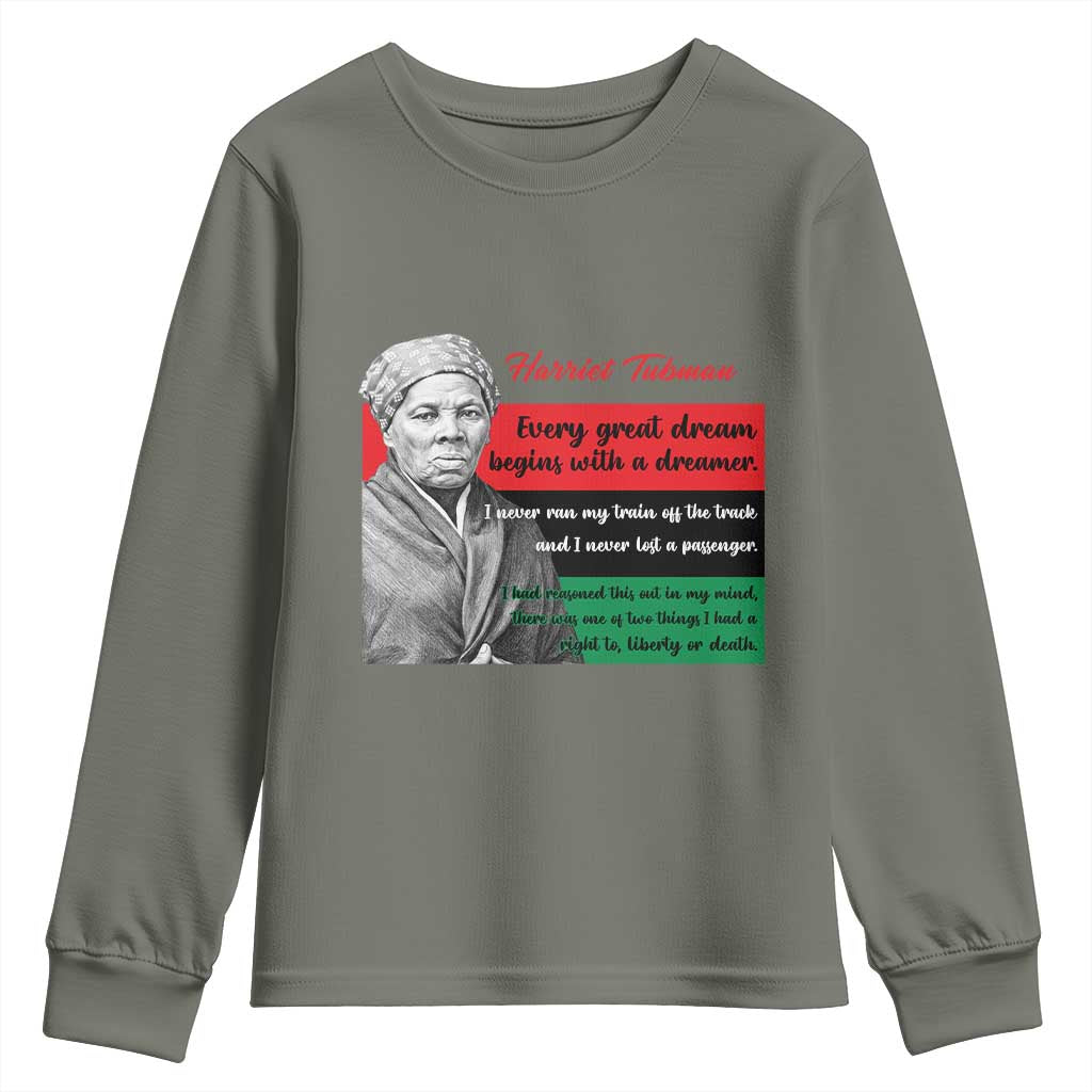 Harriet Tubman Quote Youth Sweatshirt Pan African Flag Black History