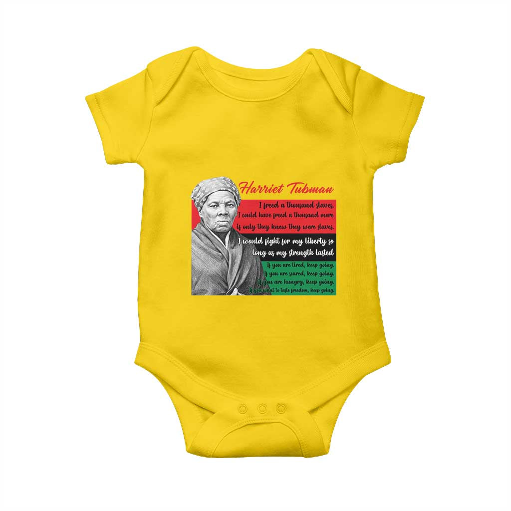 Harriet Tubman Legacy Baby Onesie Pan African Flag Freedom Fighter Quote