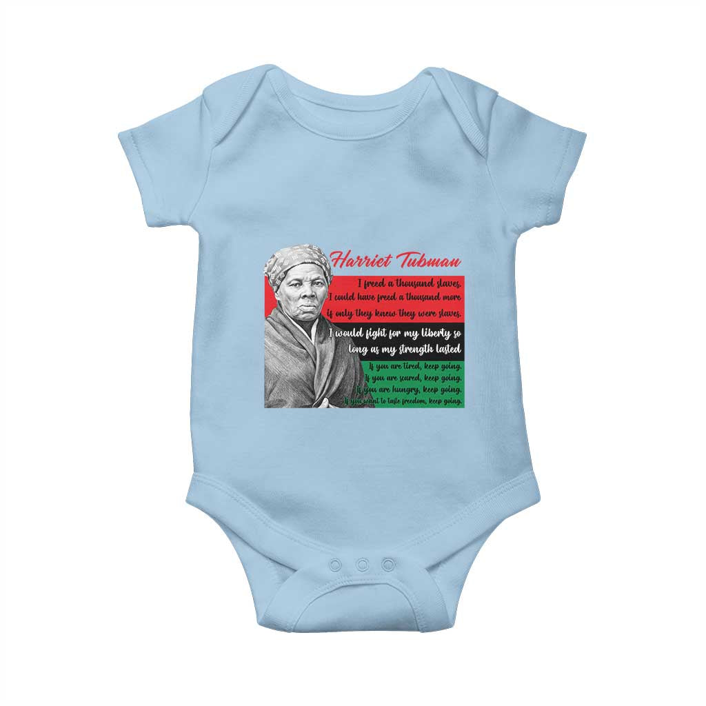 Harriet Tubman Legacy Baby Onesie Pan African Flag Freedom Fighter Quote