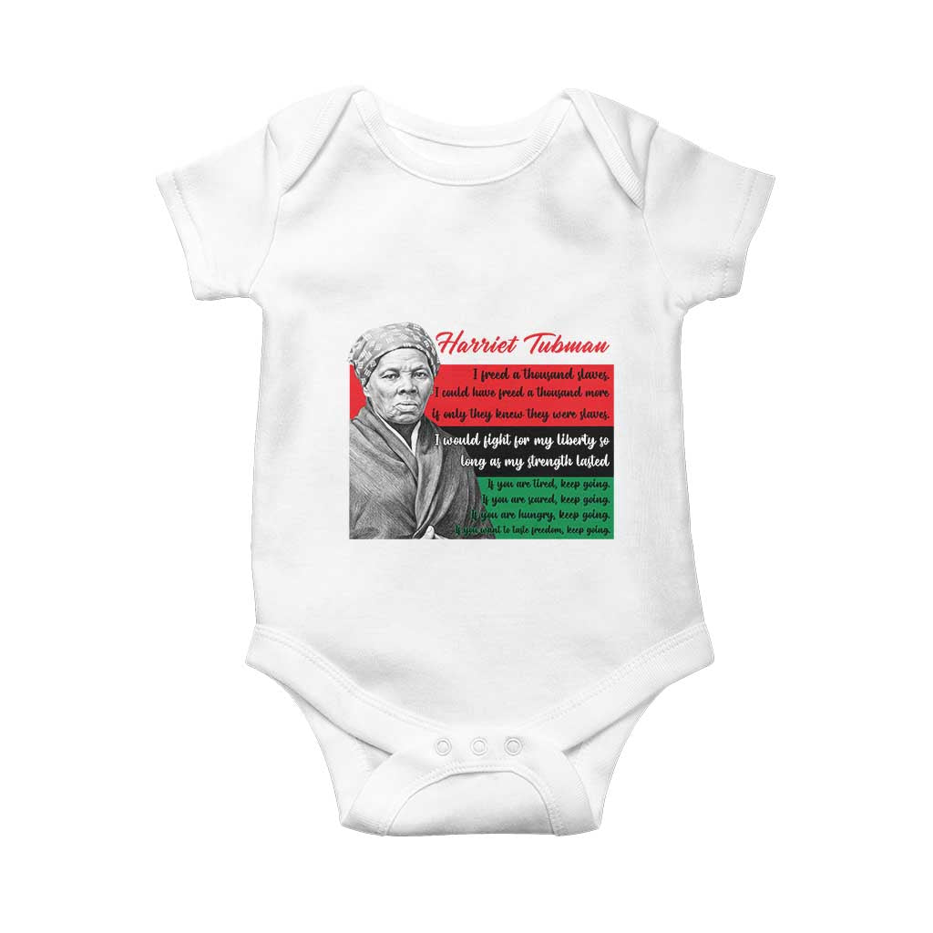 Harriet Tubman Legacy Baby Onesie Pan African Flag Freedom Fighter Quote