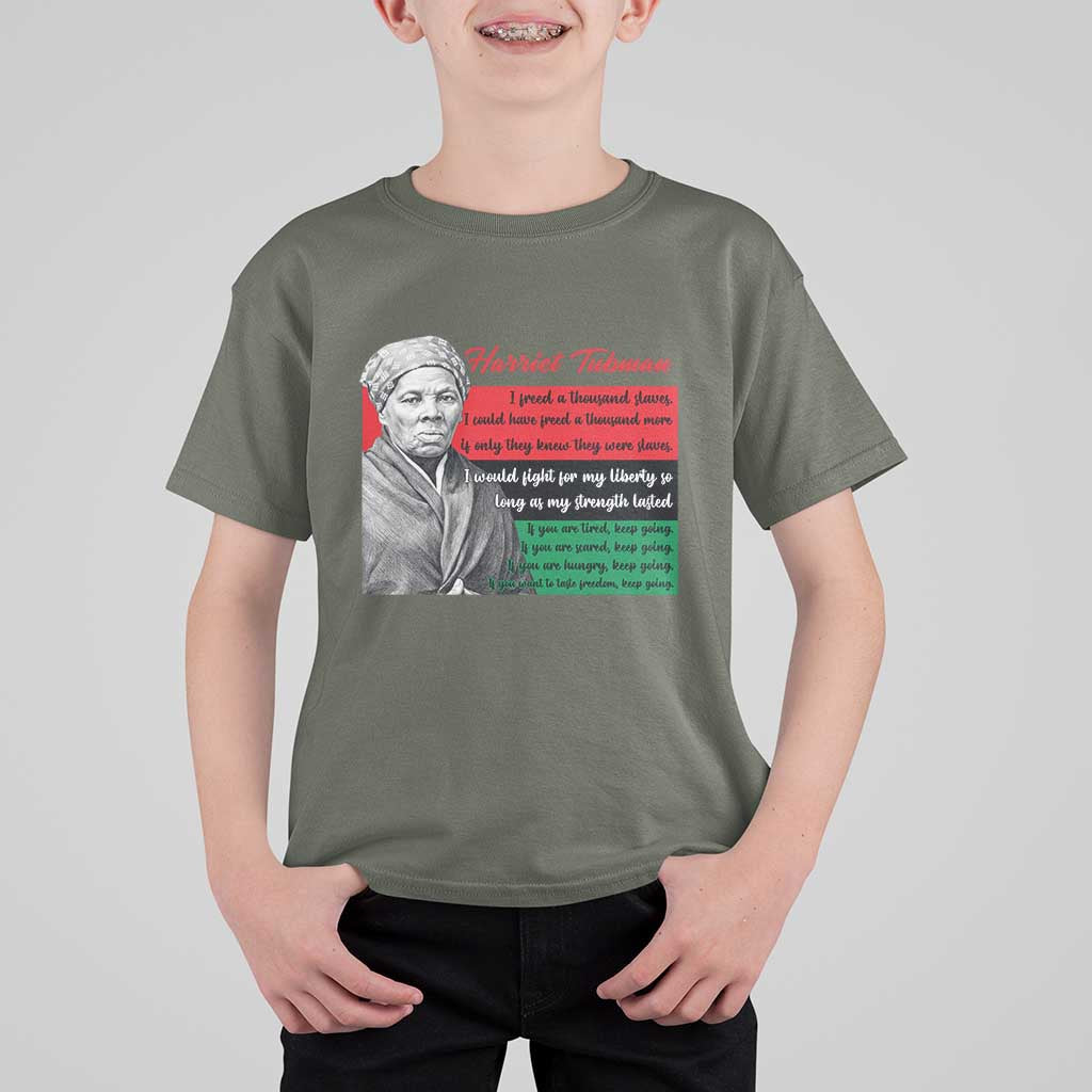 Harriet Tubman Legacy T Shirt For Kid Pan African Flag Freedom Fighter Quote