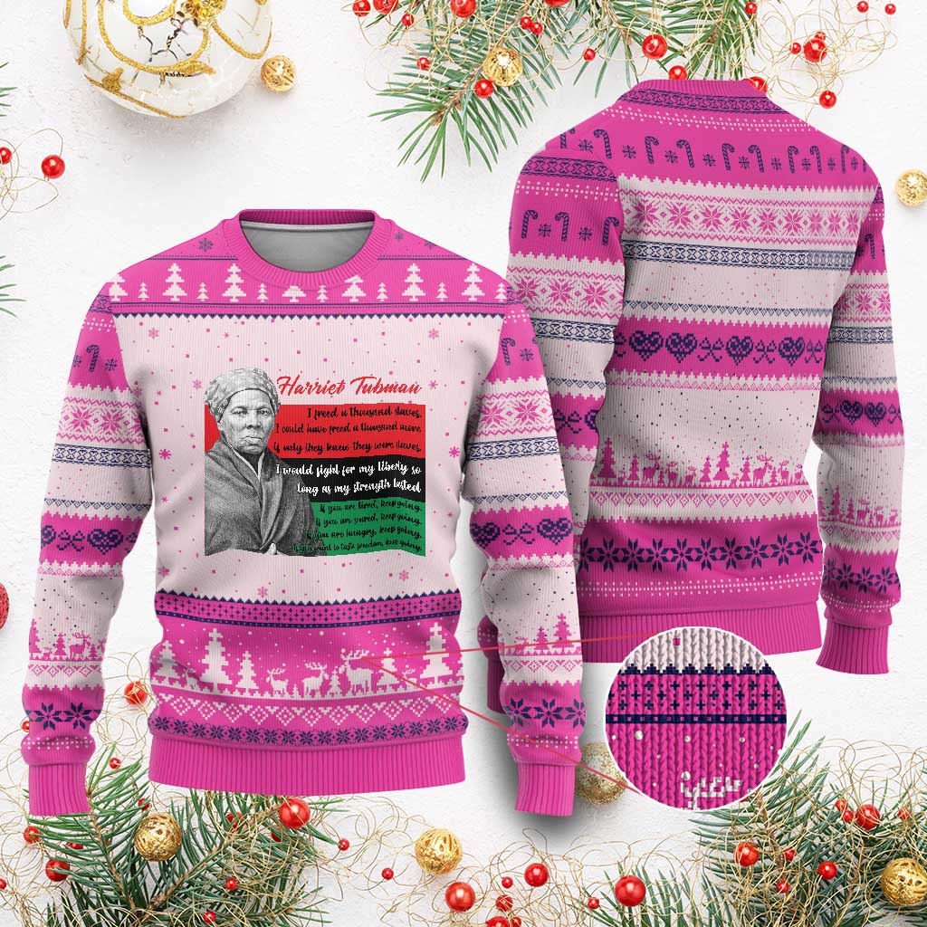 Harriet Tubman Legacy Ugly Christmas Sweater Pan African Flag Freedom Fighter Quote