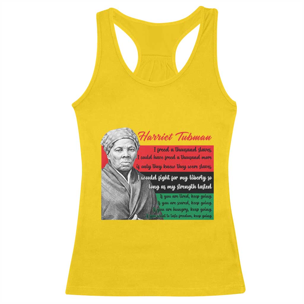 Harriet Tubman Legacy Racerback Tank Top Pan African Flag Freedom Fighter Quote