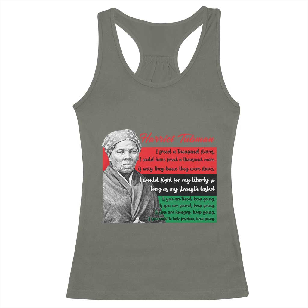 Harriet Tubman Legacy Racerback Tank Top Pan African Flag Freedom Fighter Quote
