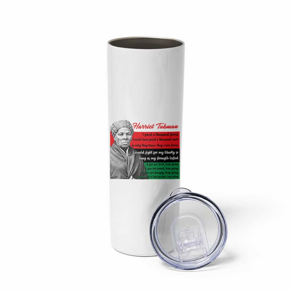 Harriet Tubman Legacy Skinny Tumbler Pan African Flag Freedom Fighter Quote