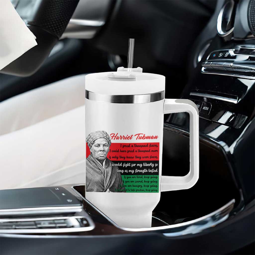 Harriet Tubman Legacy Tumbler With Handle Pan African Flag Freedom Fighter Quote