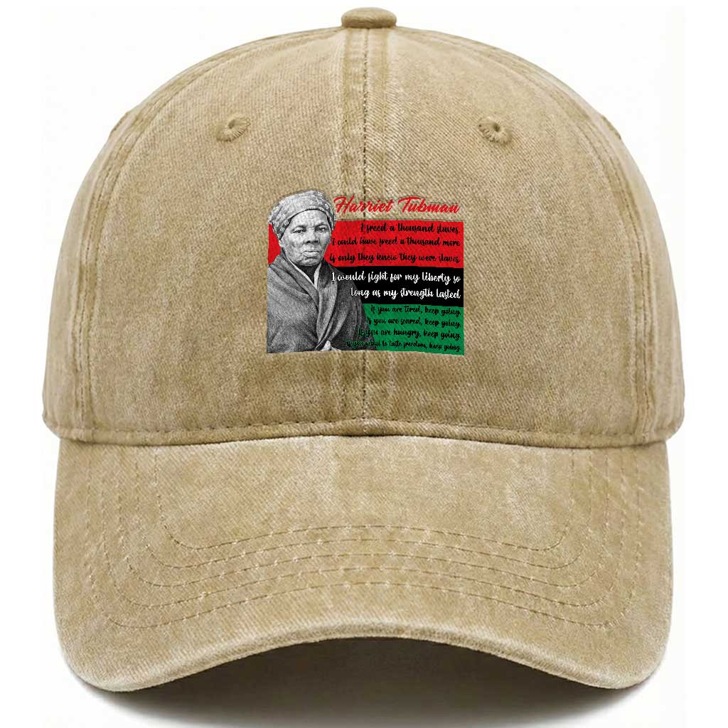 Harriet Tubman Legacy Washed Cotton Baseball Cap Pan African Flag Freedom Fighter Quote