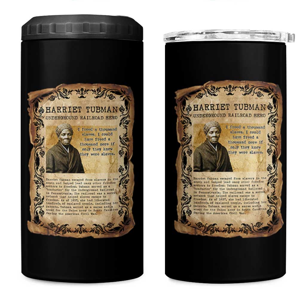 Harriet Tubman 4 in 1 Can Cooler Tumbler Womens History Month Gift