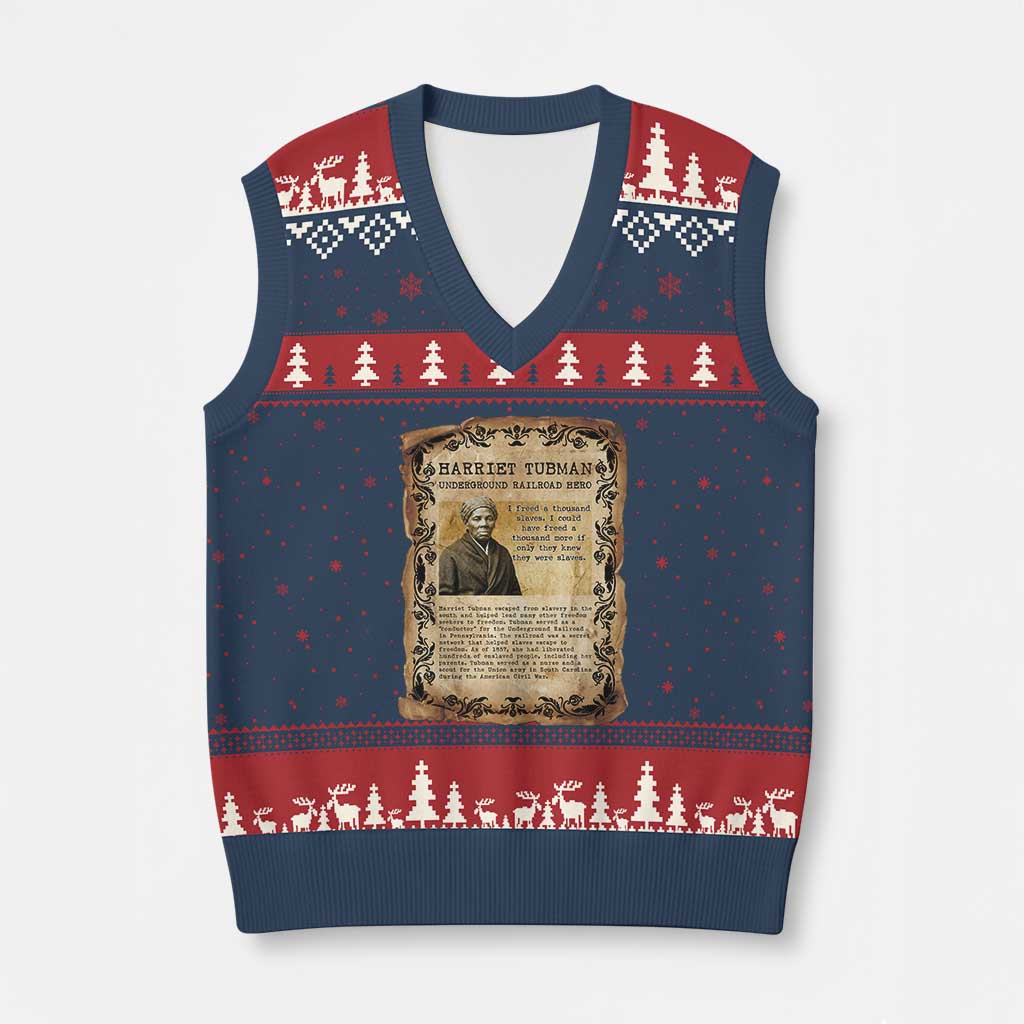 Harriet Tubman V-Neck Knit Sweater Vest Womens History Month Gift