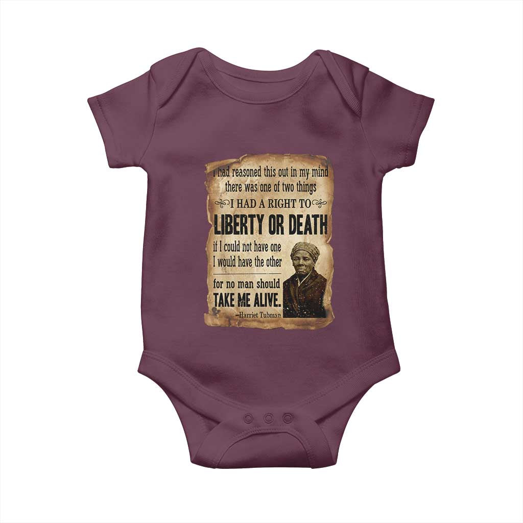 Harriet Tubman Baby Onesie Liberty Or Death Black History Legacy