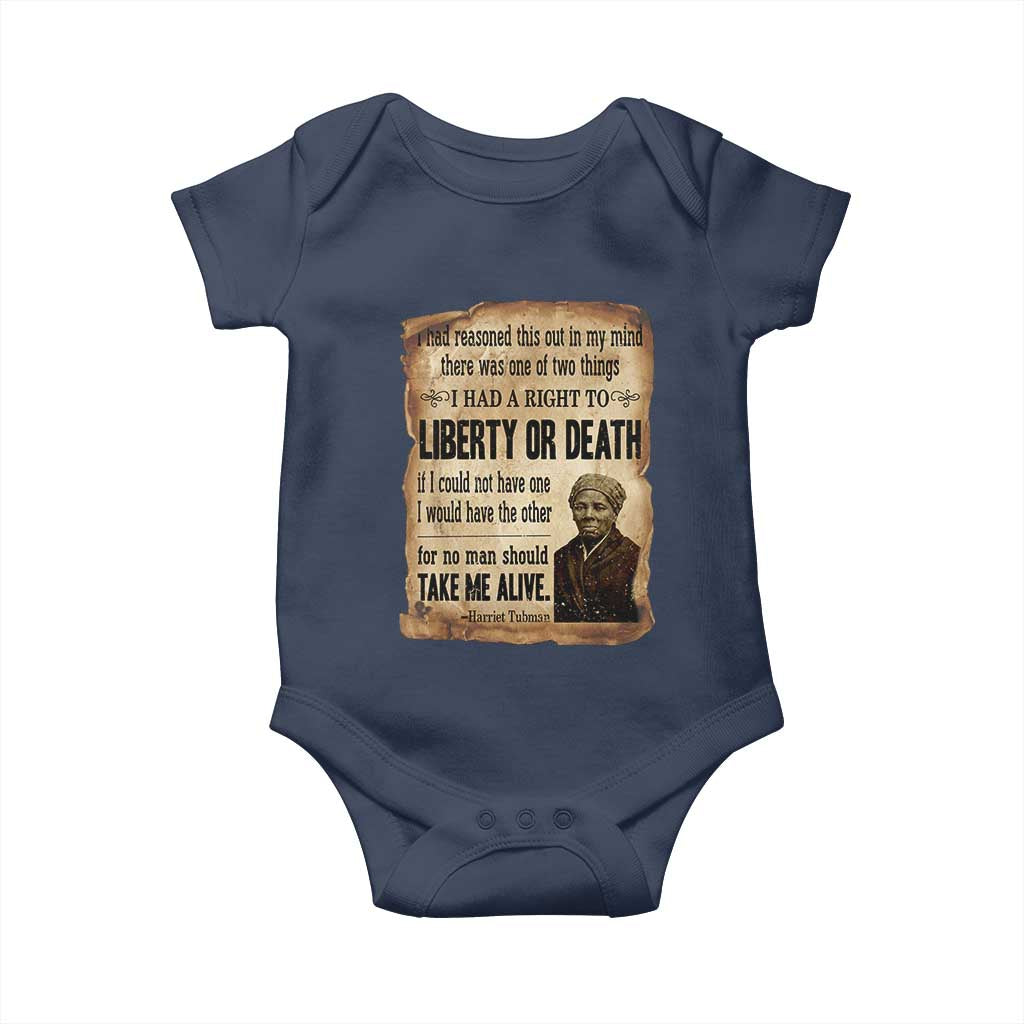 Harriet Tubman Baby Onesie Liberty Or Death Black History Legacy
