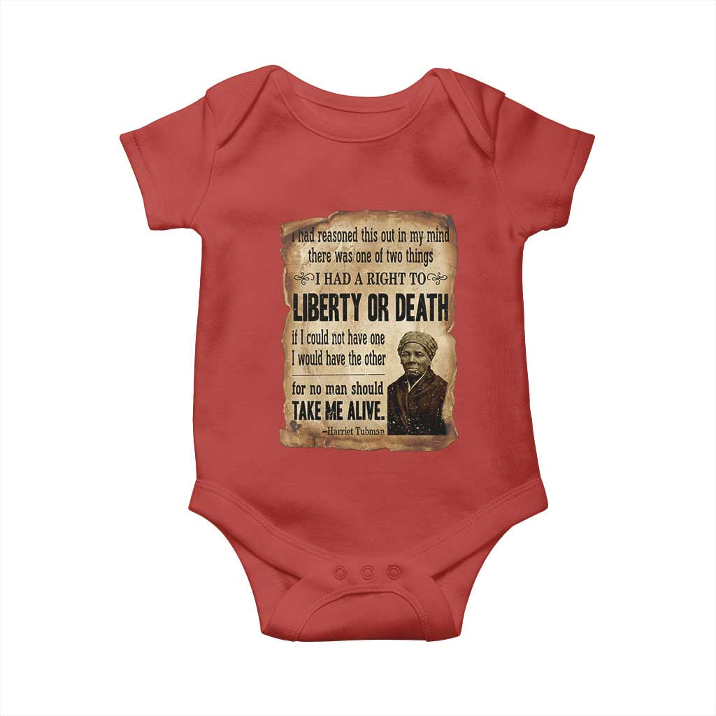 Harriet Tubman Baby Onesie Liberty Or Death Black History Legacy