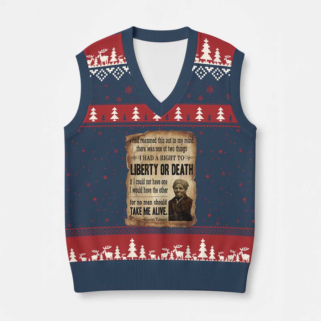Harriet Tubman V-Neck Knit Sweater Vest Liberty Or Death Black History Legacy