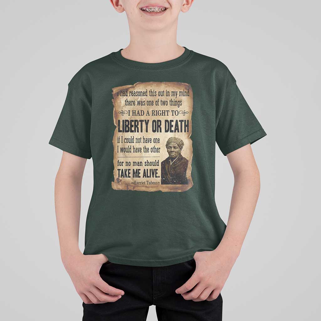 Harriet Tubman T Shirt For Kid Liberty Or Death Black History Legacy