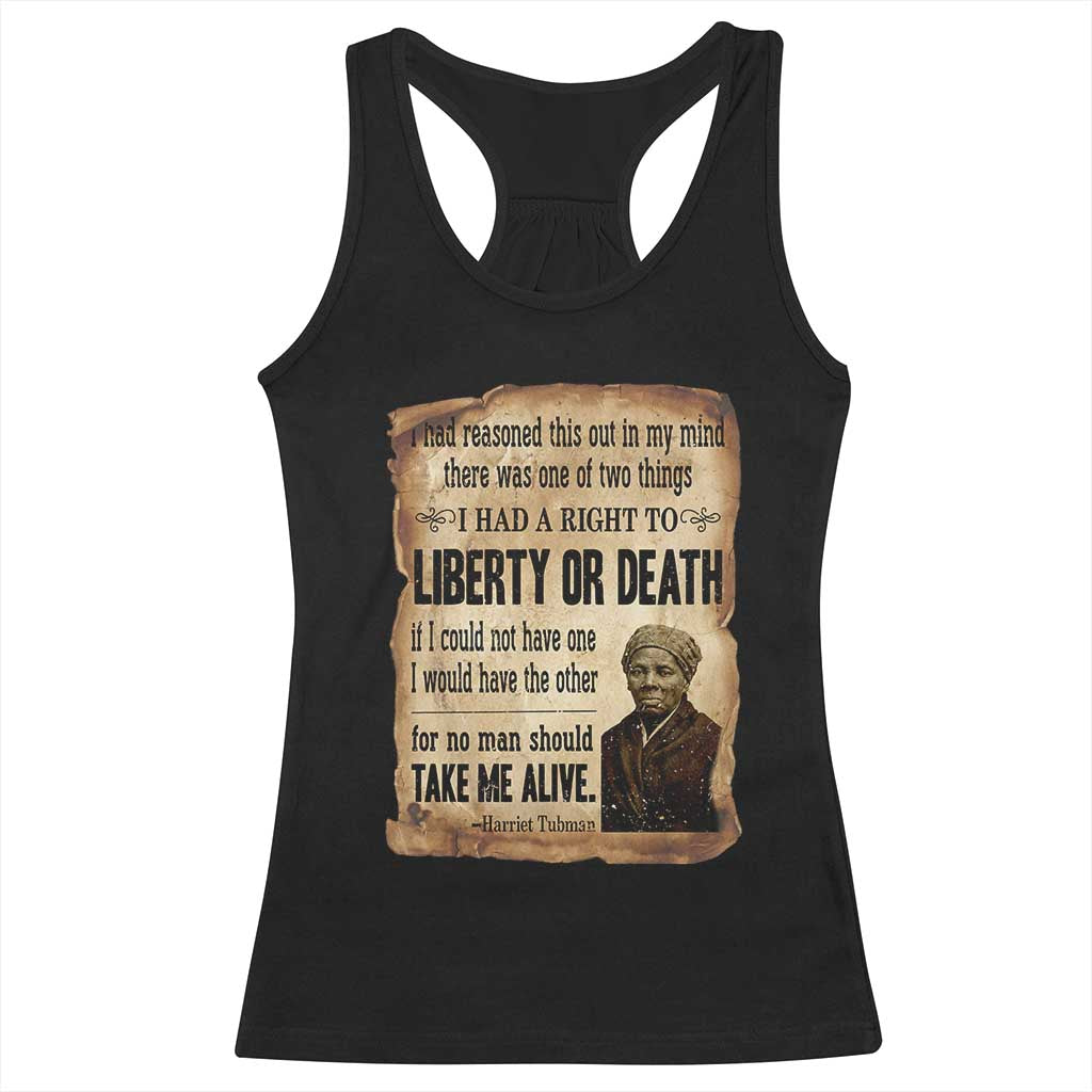 Harriet Tubman Racerback Tank Top Liberty Or Death Black History Legacy