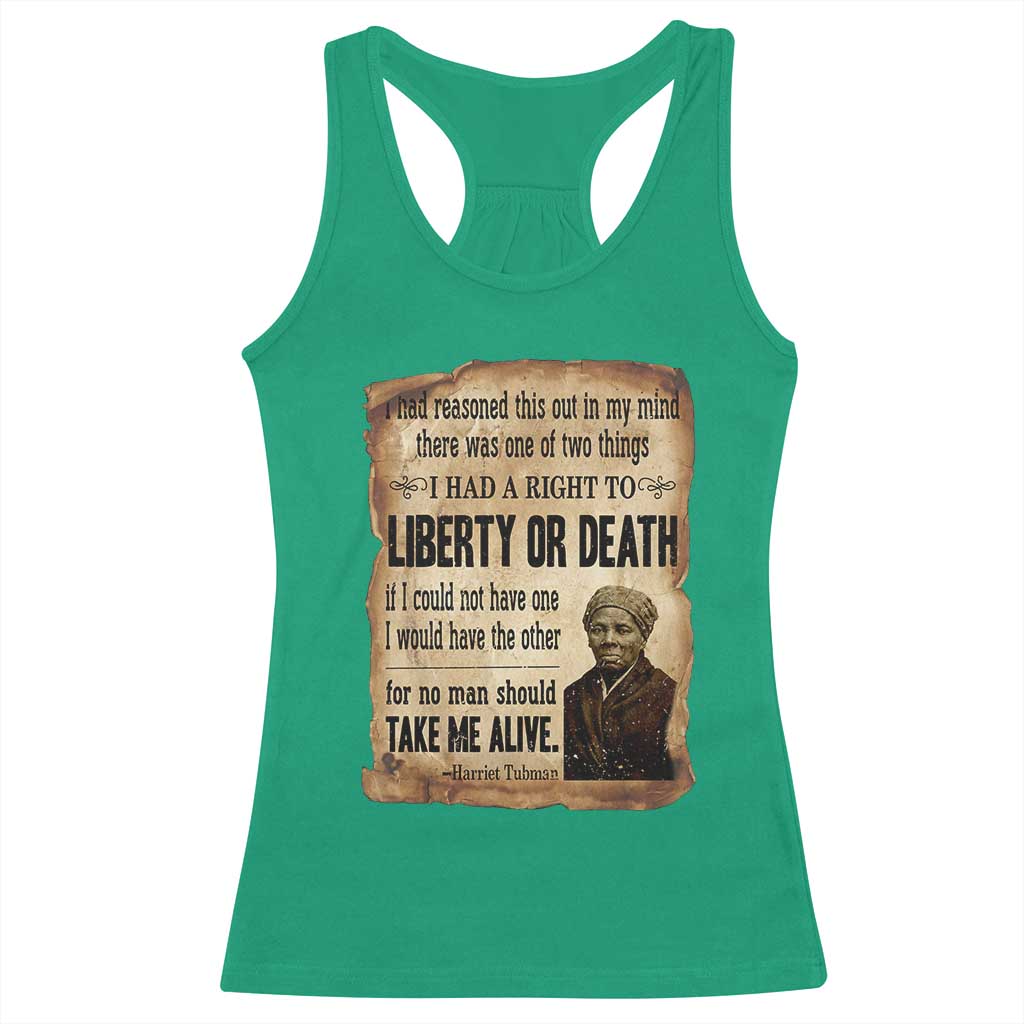 Harriet Tubman Racerback Tank Top Liberty Or Death Black History Legacy