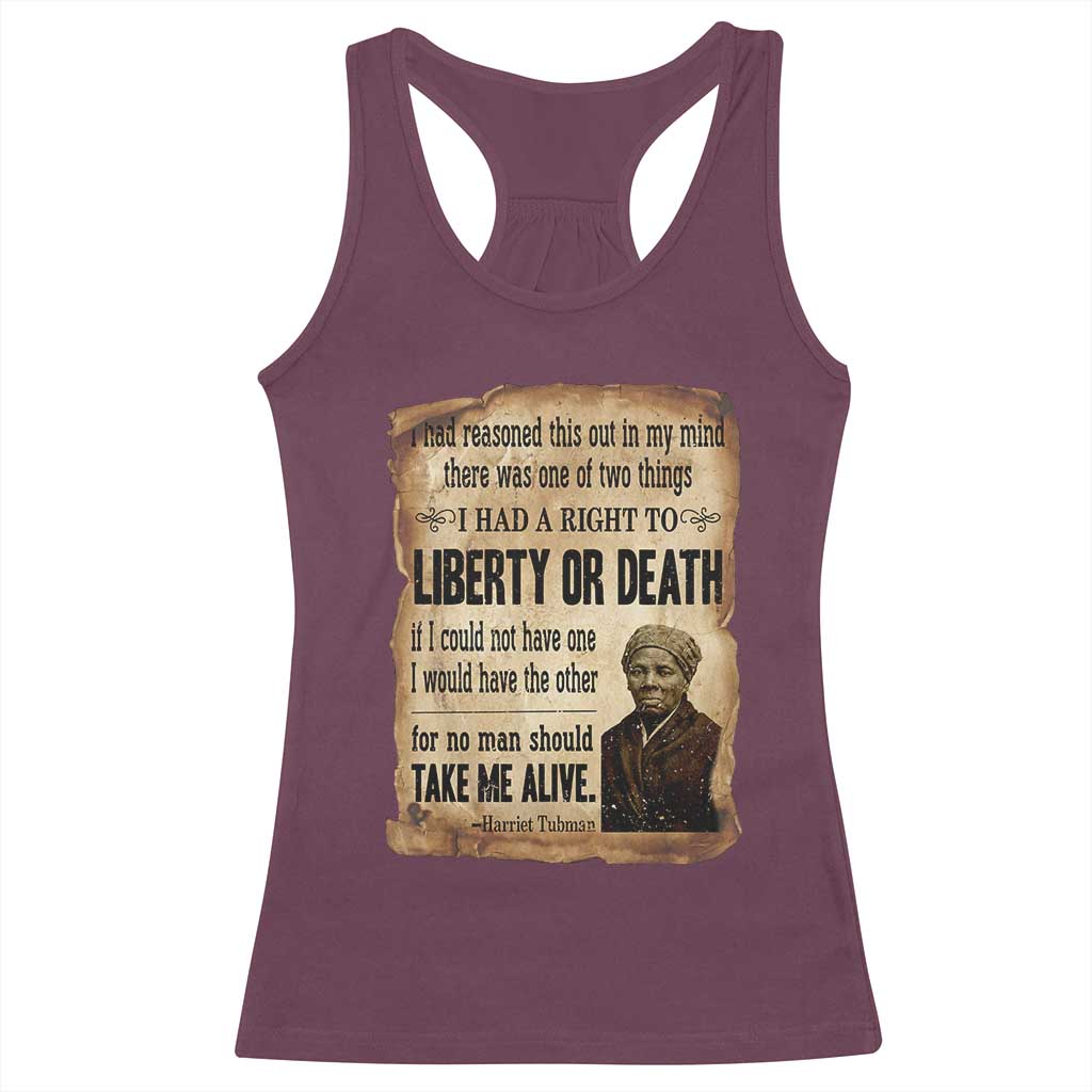 Harriet Tubman Racerback Tank Top Liberty Or Death Black History Legacy