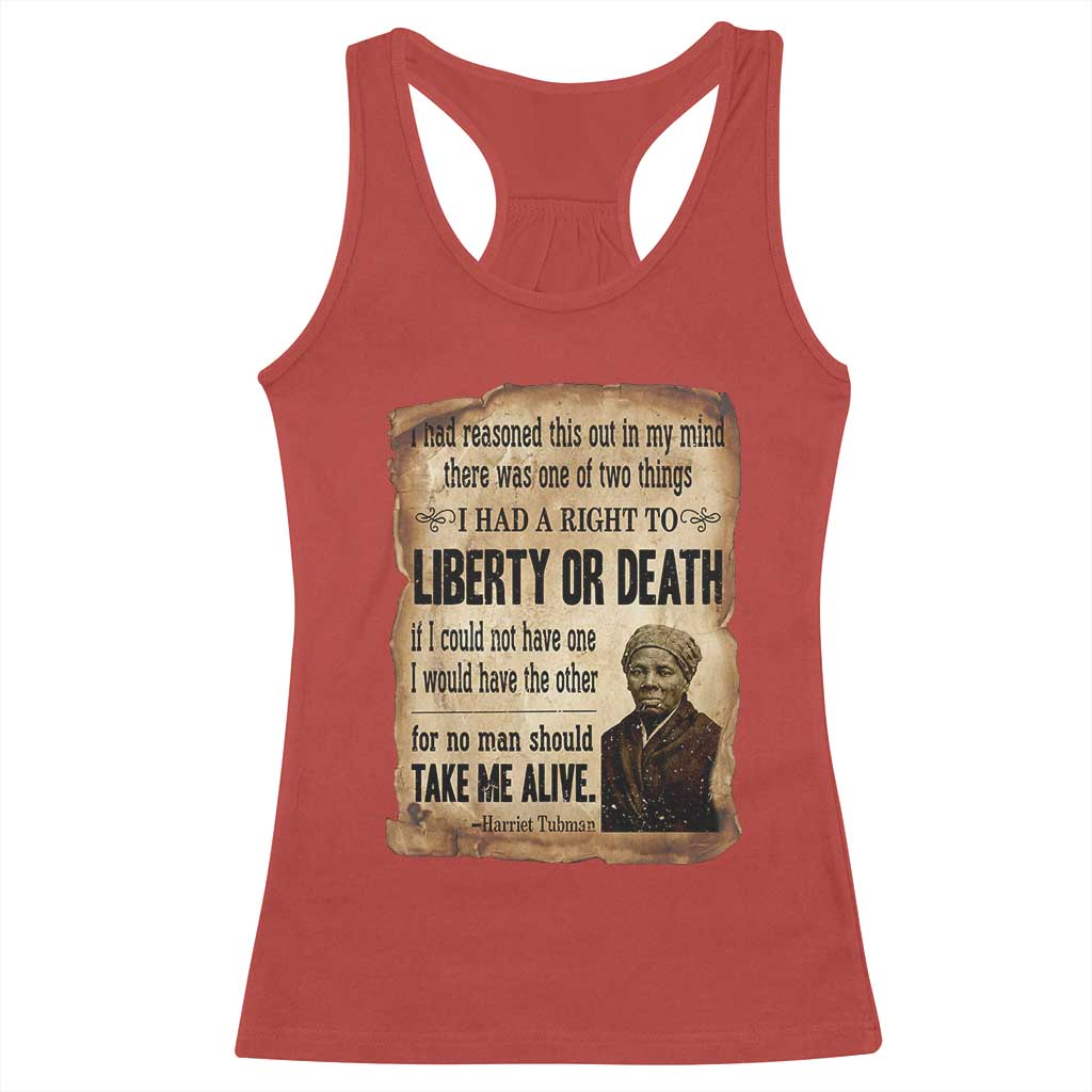 Harriet Tubman Racerback Tank Top Liberty Or Death Black History Legacy