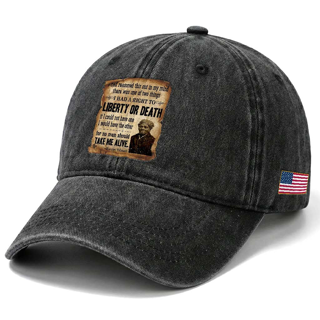 Harriet Tubman Washed Cotton Baseball Cap Liberty Or Death Black History Legacy