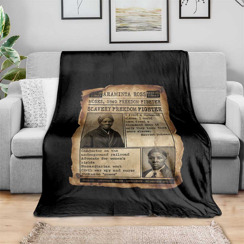Harriet Tubman Newspaper Throw Blanket Slavery Freedom Fighter Historical